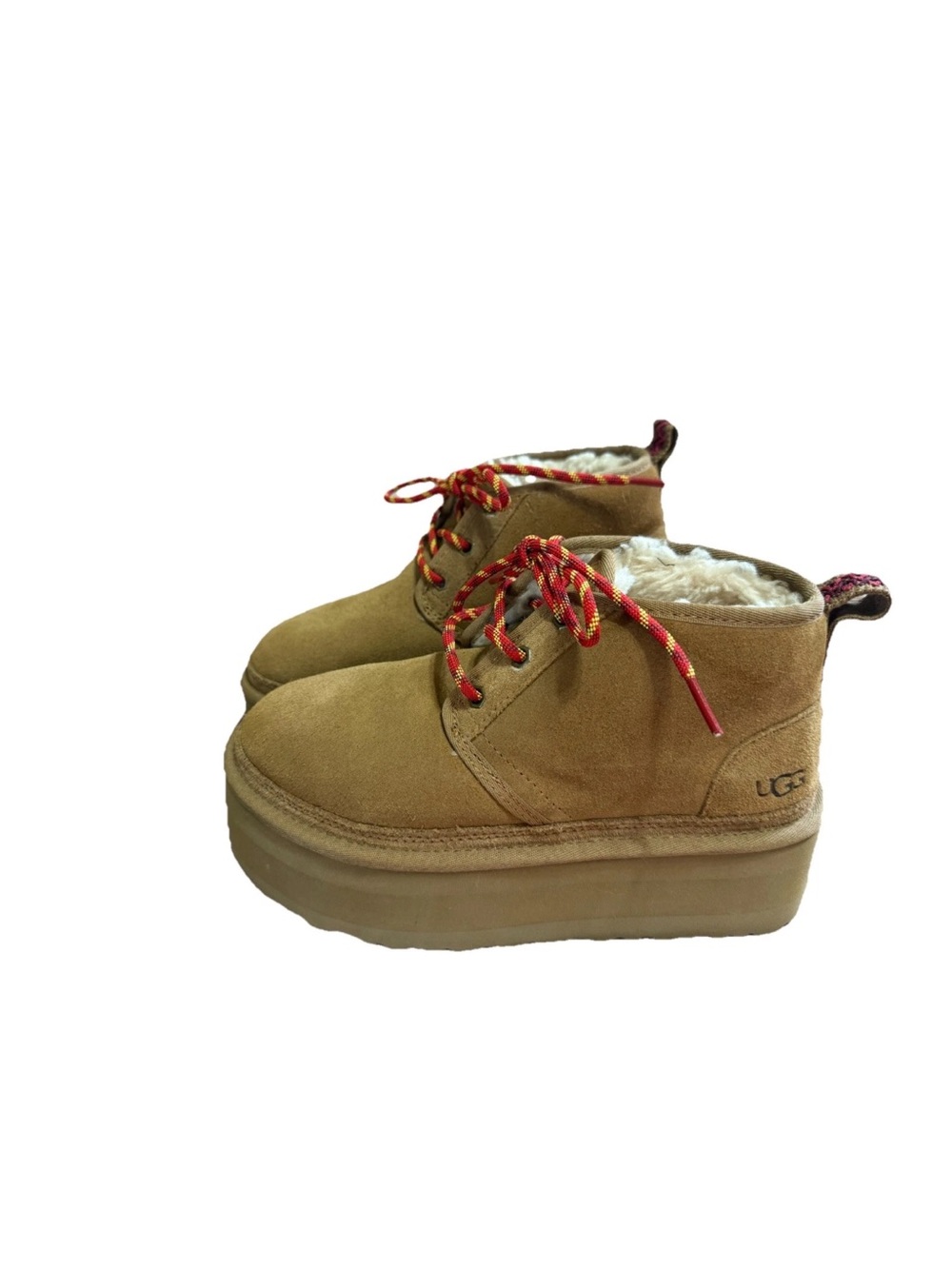 UGG NEUMEL HERITAGE PLATFORM CHESTNUT LEATHER WOMEN'S BOOTS SIZE US 7 NEW